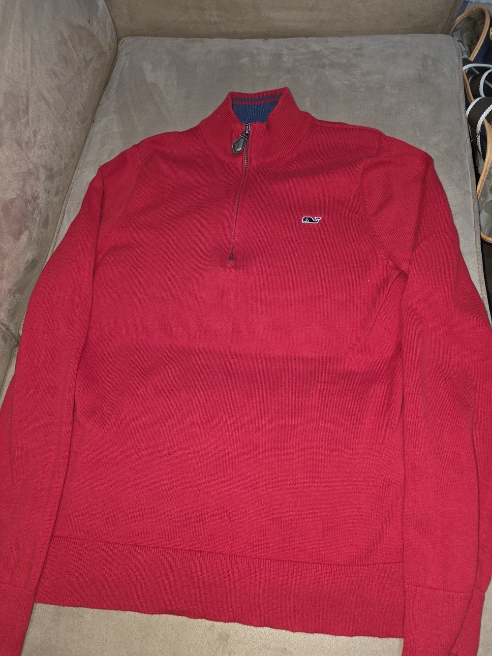 Vineyard Vines Boys Red Half-Zip Sweater with Logo Boys M (12-14)